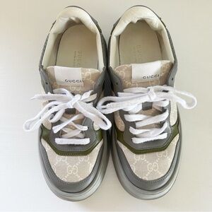 Gucci Dali GG Monogram Platform Sneakers Gray Canvas Low Top EU 37